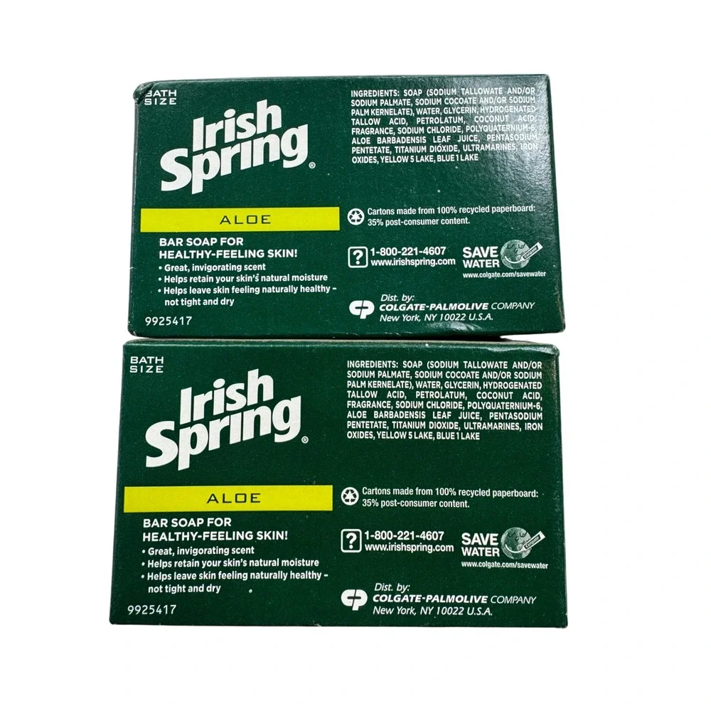 Irish Spring Aloe 3.7 oz Discontinued Older Formula Deodorant Soap Lot of 2